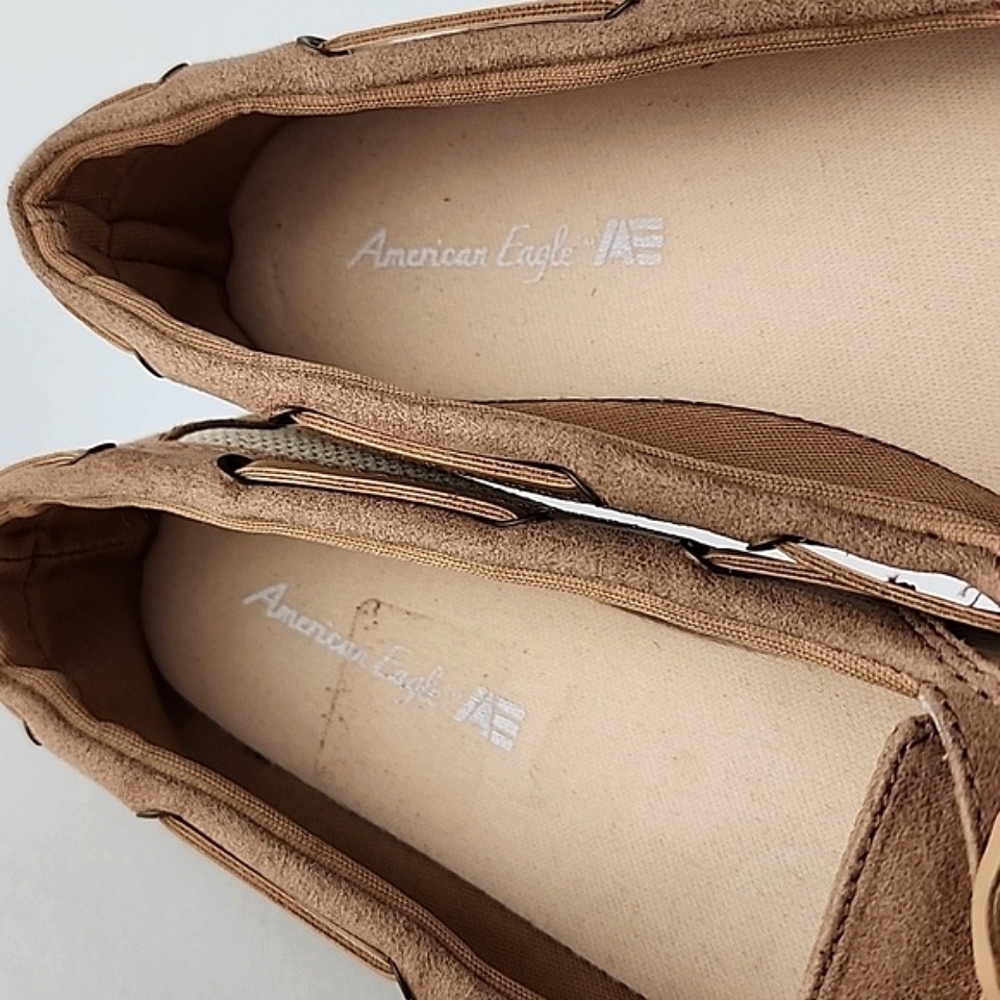 American Eagle Women's Loafer Boat Shoe Tan Textile Faux Suede Size 5.5 - Picture 10 of 16